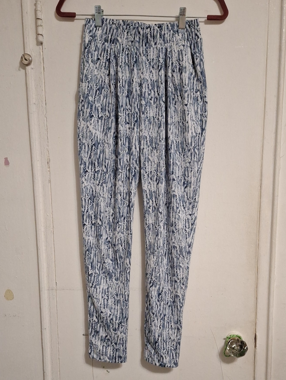 Blue & White Divided High Waist Pants